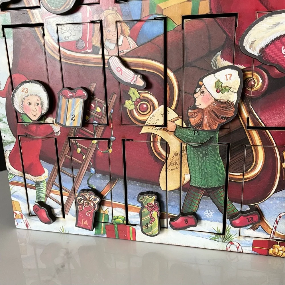 Santa with Elves & Sleigh Advent Calendar Box by Byers' Choice